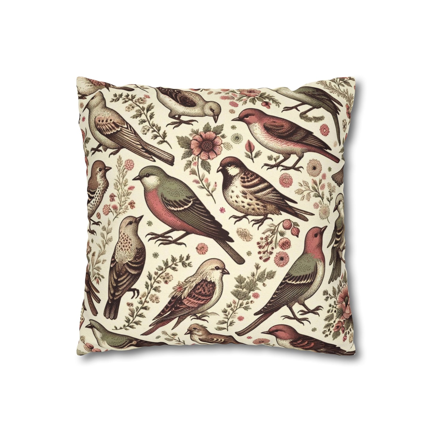 Vintage: Square Pillowcase (Aviary Charm)