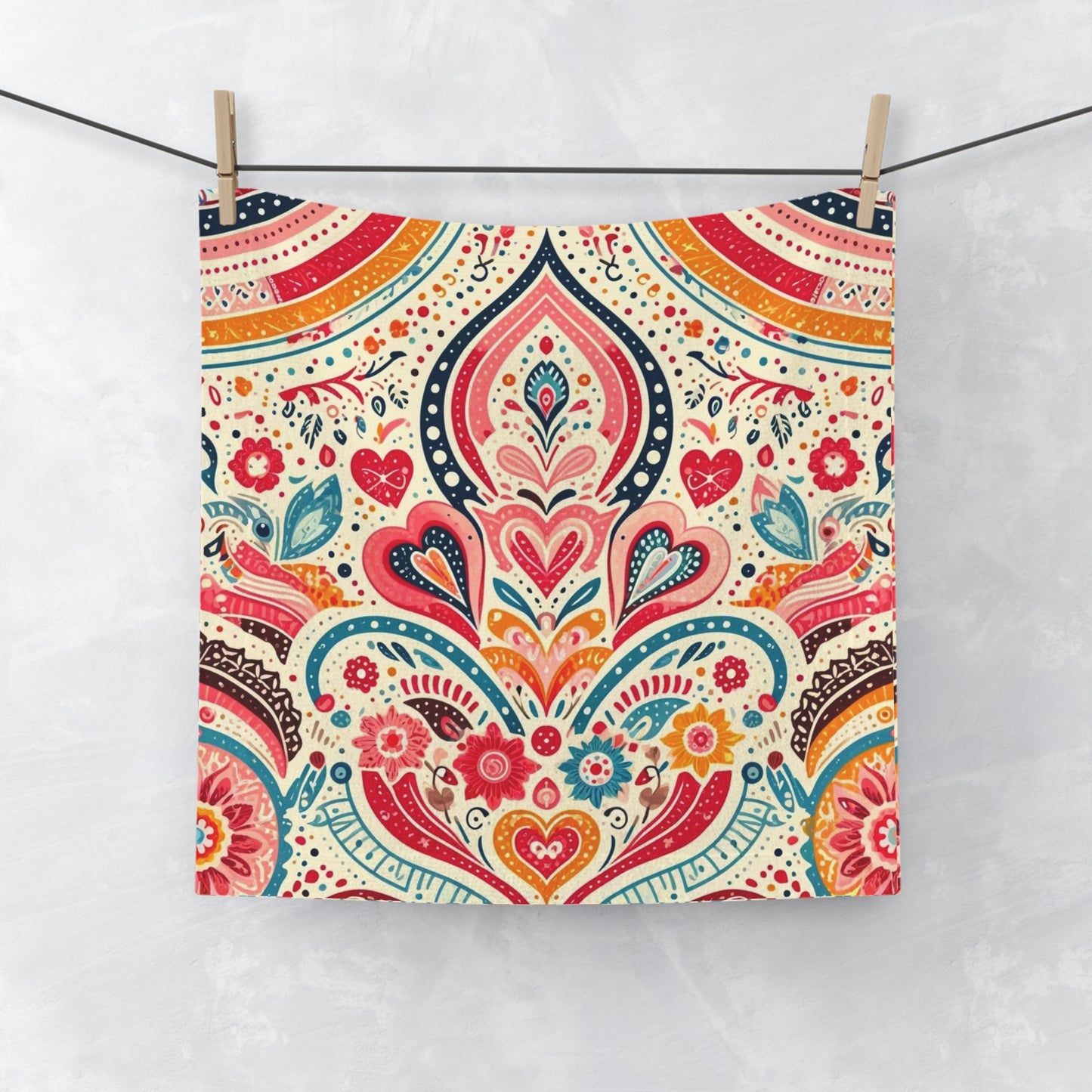 Love: Face Towel (Folk Heart)