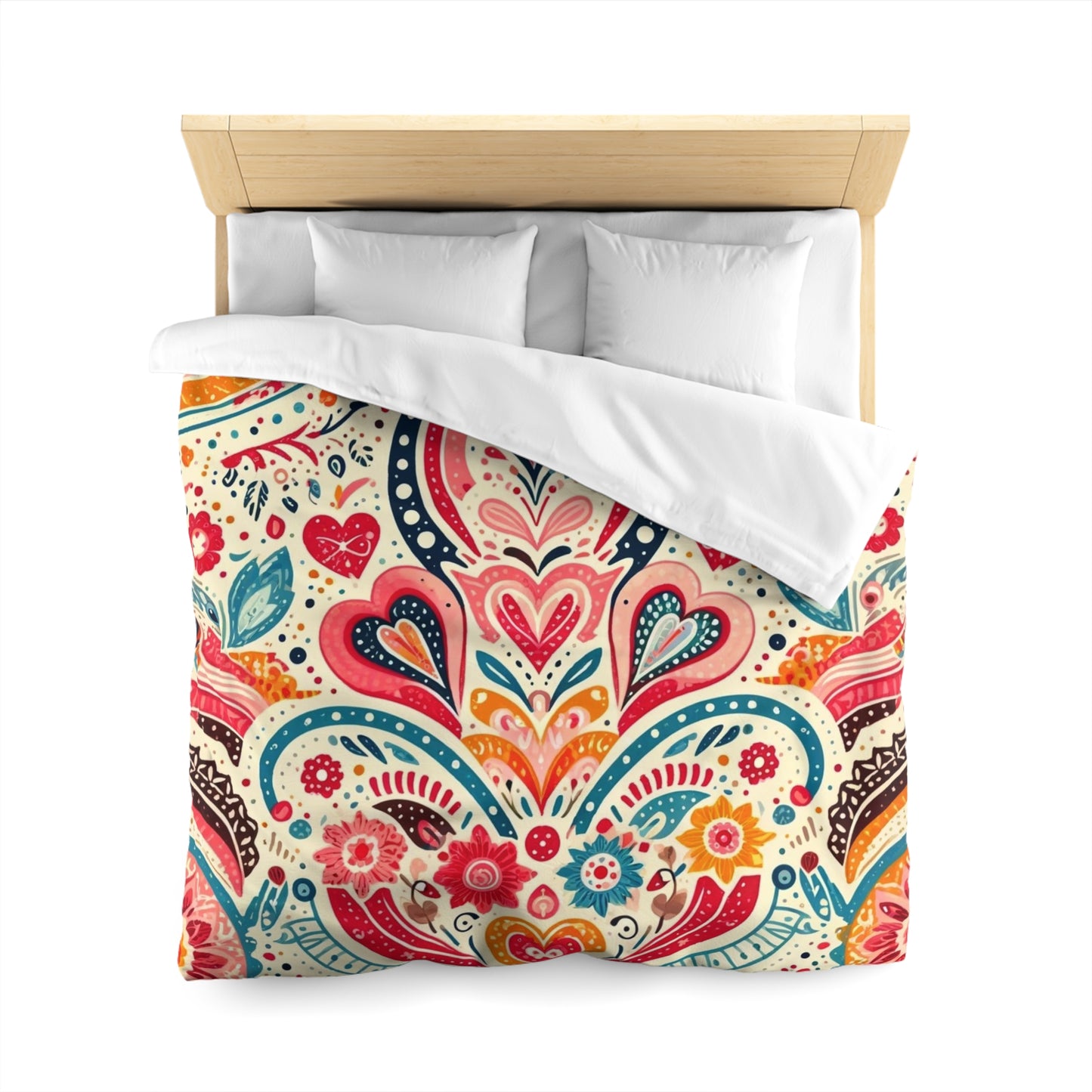 Love: Microfiber Duvet Cover (Folk Art Love)