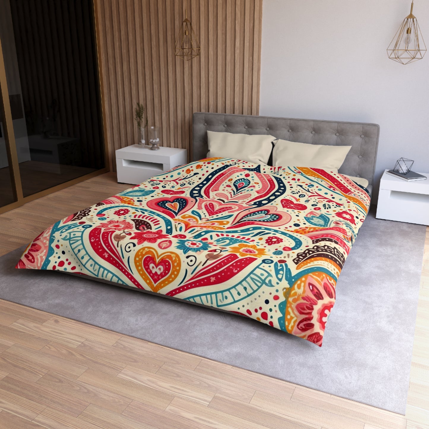 Love: Microfiber Duvet Cover (Folk Art Love)