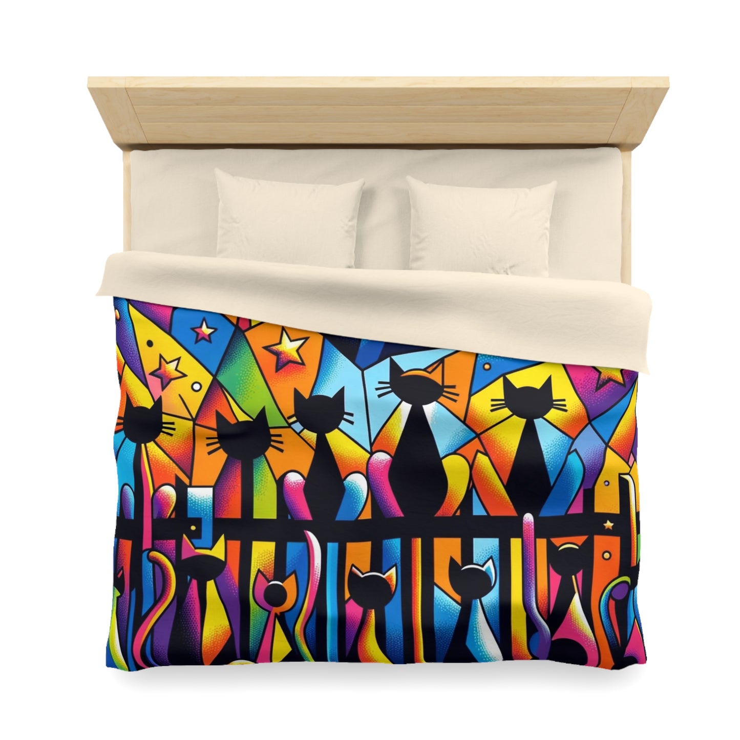 Cat: Microfiber Duvet Cover (Cubist Cats)