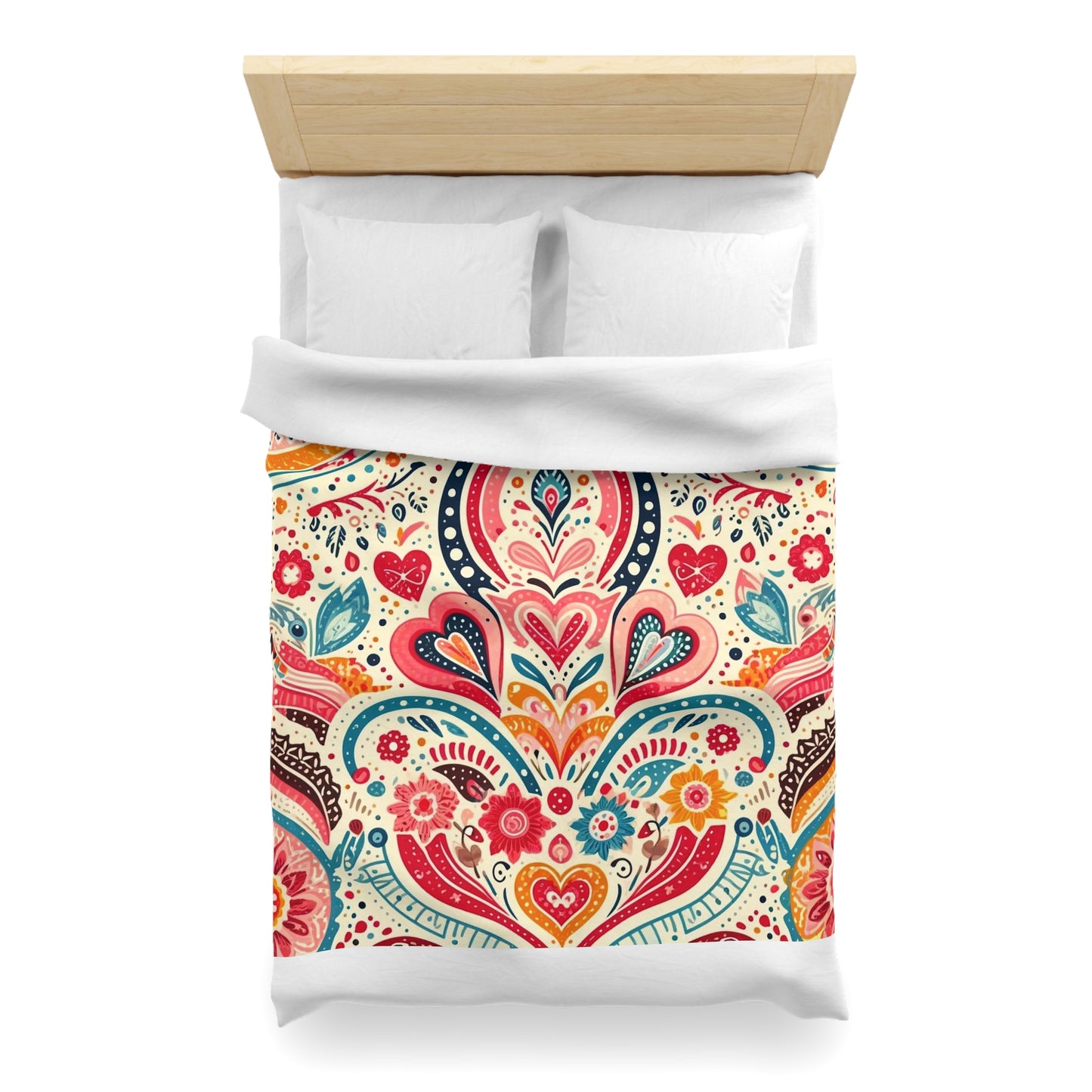 Love: Microfiber Duvet Cover (Folk Art Love)