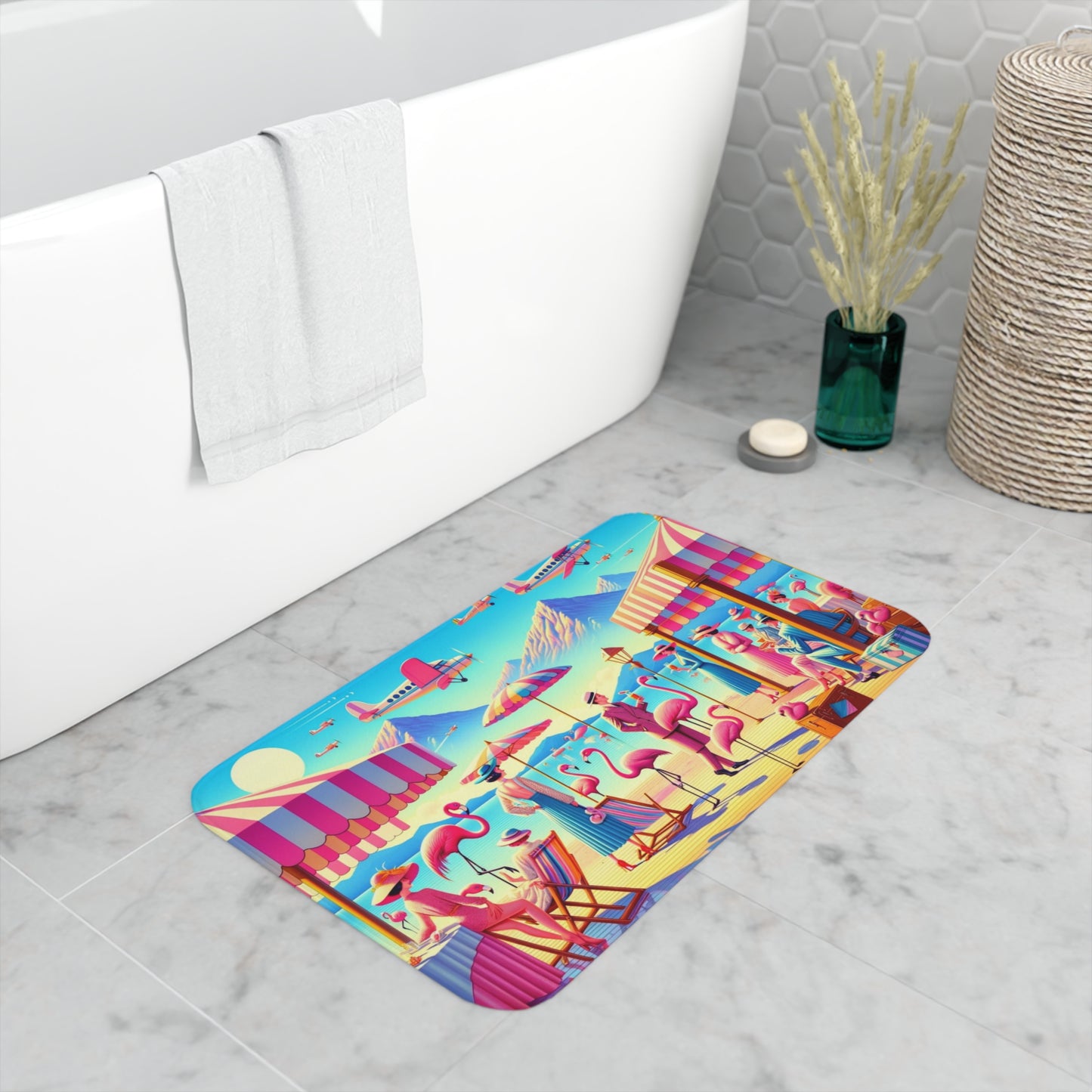 Flamingo: Memory Foam Bath Mat (Seaside Leisure)