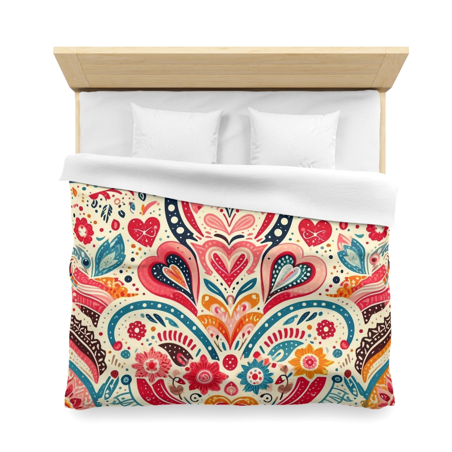 Love: Microfiber Duvet Cover (Folk Art Love)