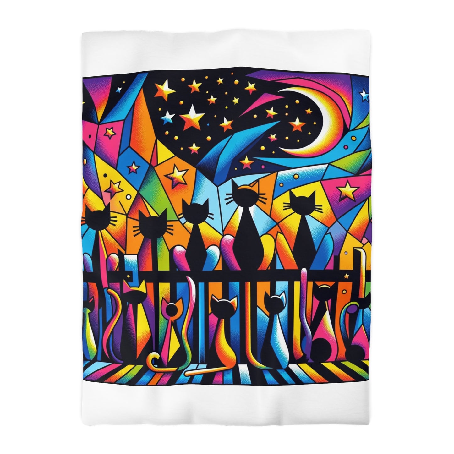 Cat: Microfiber Duvet Cover (Cubist Cats)