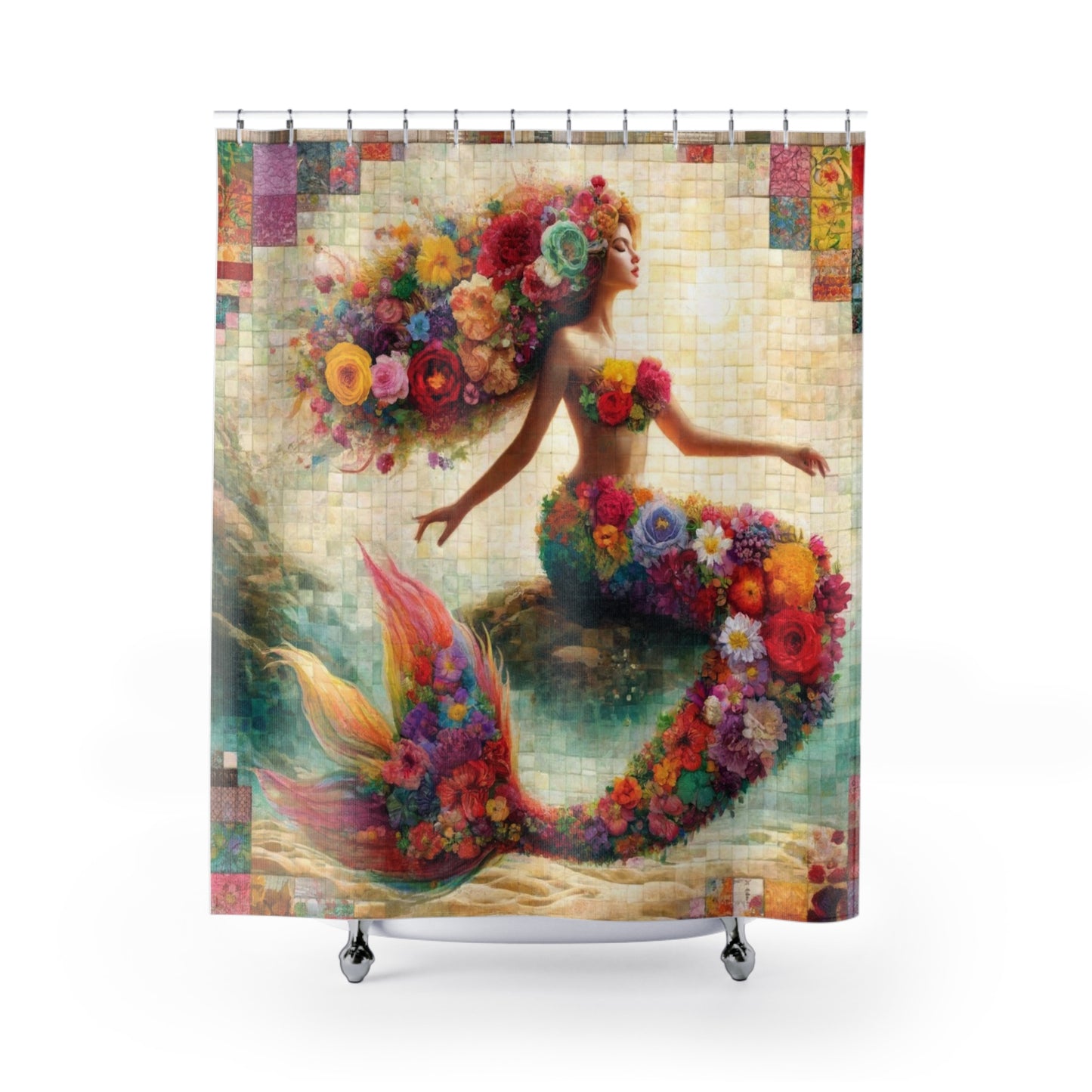 Mermaid: Shower Curtain (Floral Mermaid's Embrace)