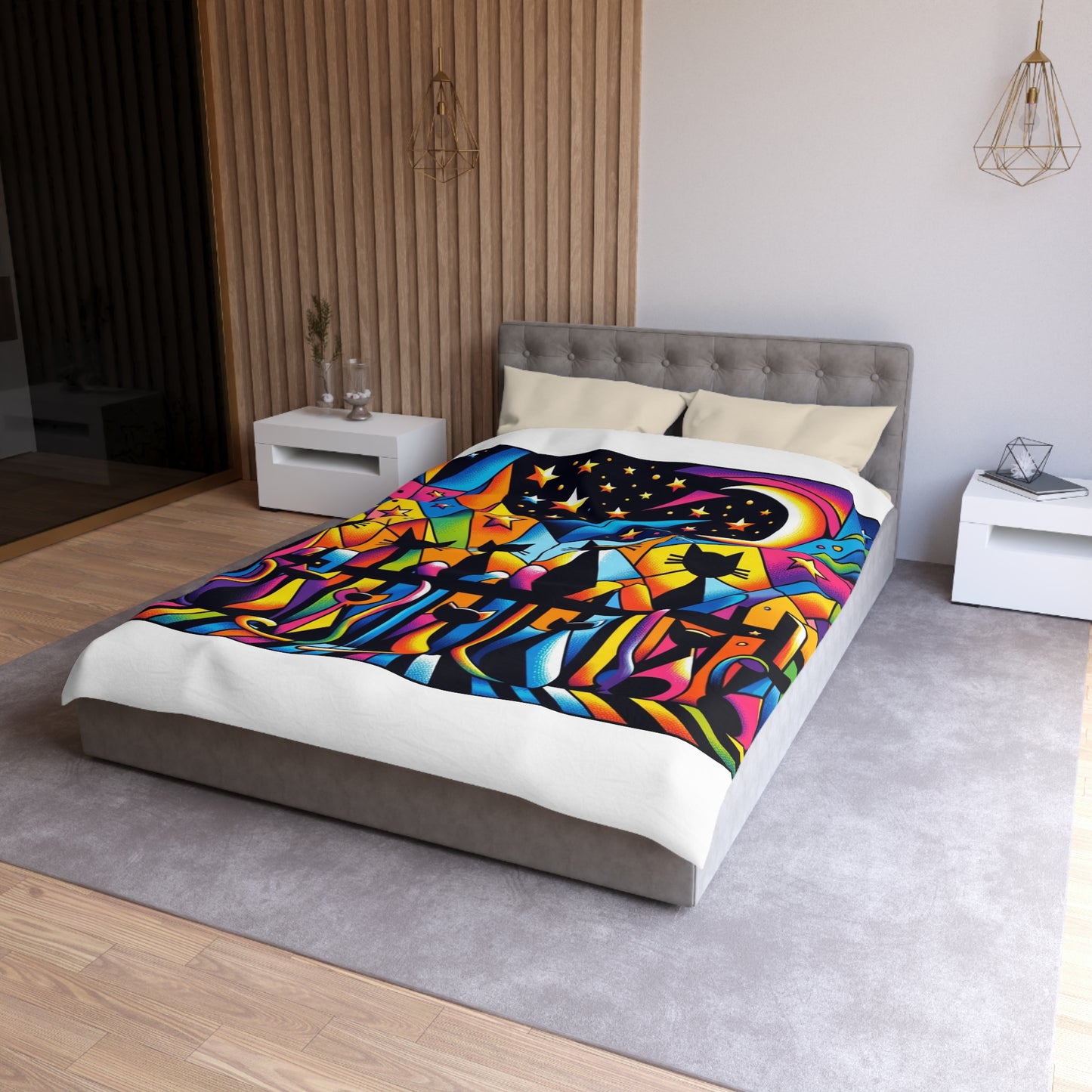 Cat: Microfiber Duvet Cover (Cubist Cats)