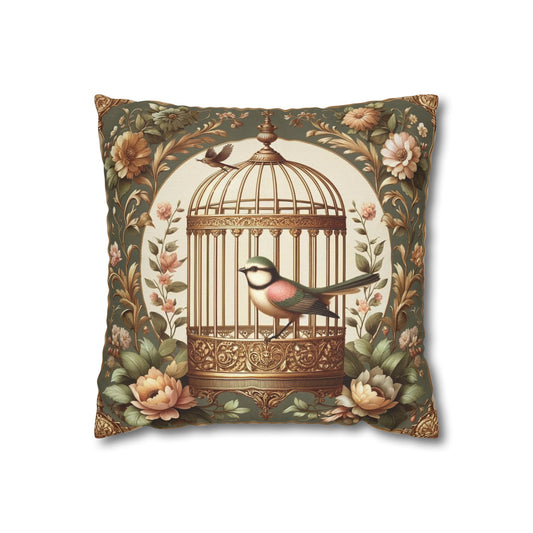 Vintage: Square Pillowcase (Aviary Charm)