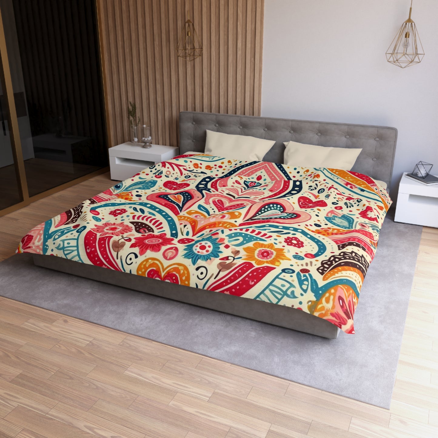 Love: Microfiber Duvet Cover (Folk Art Love)