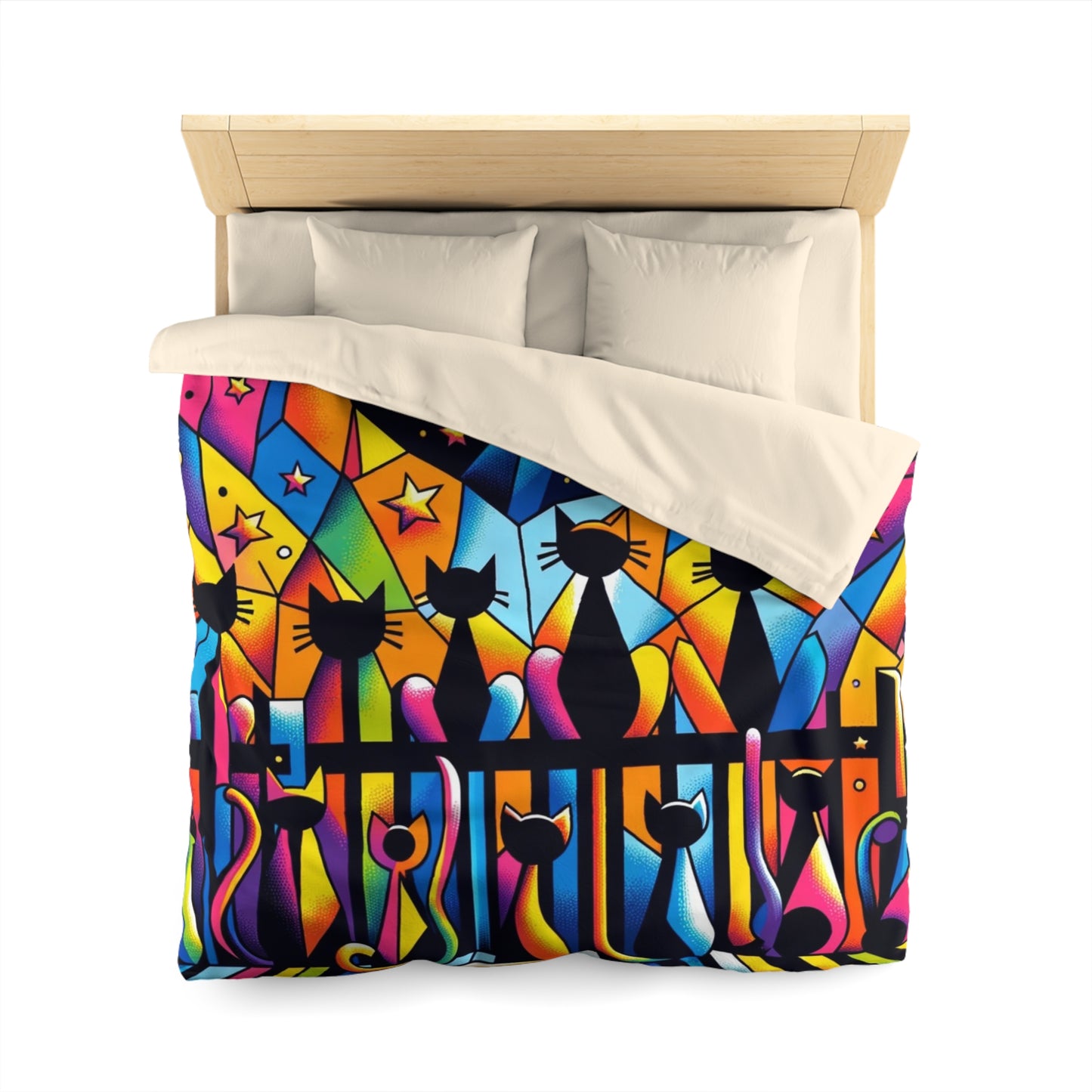 Cat: Microfiber Duvet Cover (Cubist Cats)