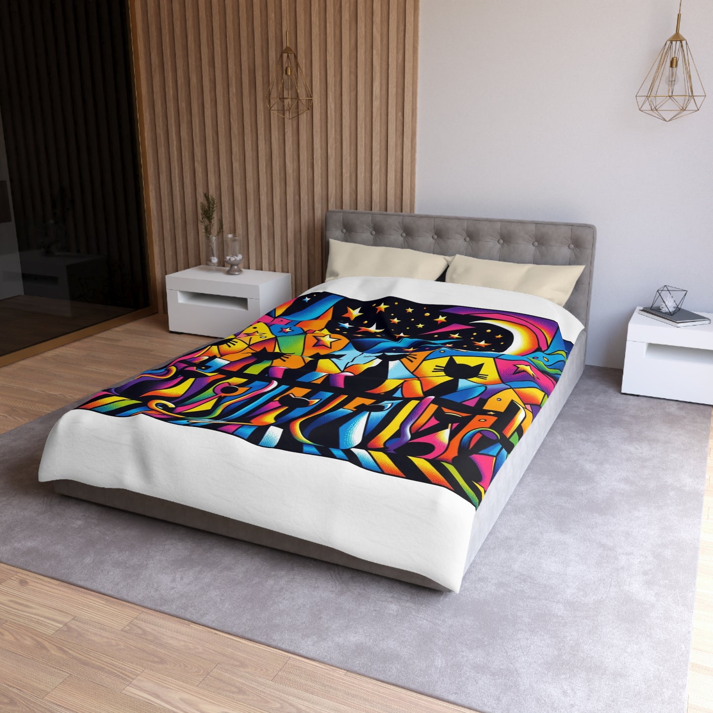 Cat: Microfiber Duvet Cover (Cubist Cats)