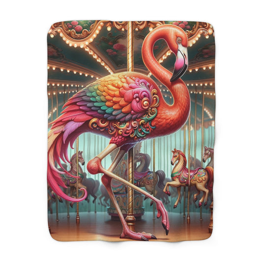 Flamingo: Sherpa Fleece Blanket (Carousel Flamingo)