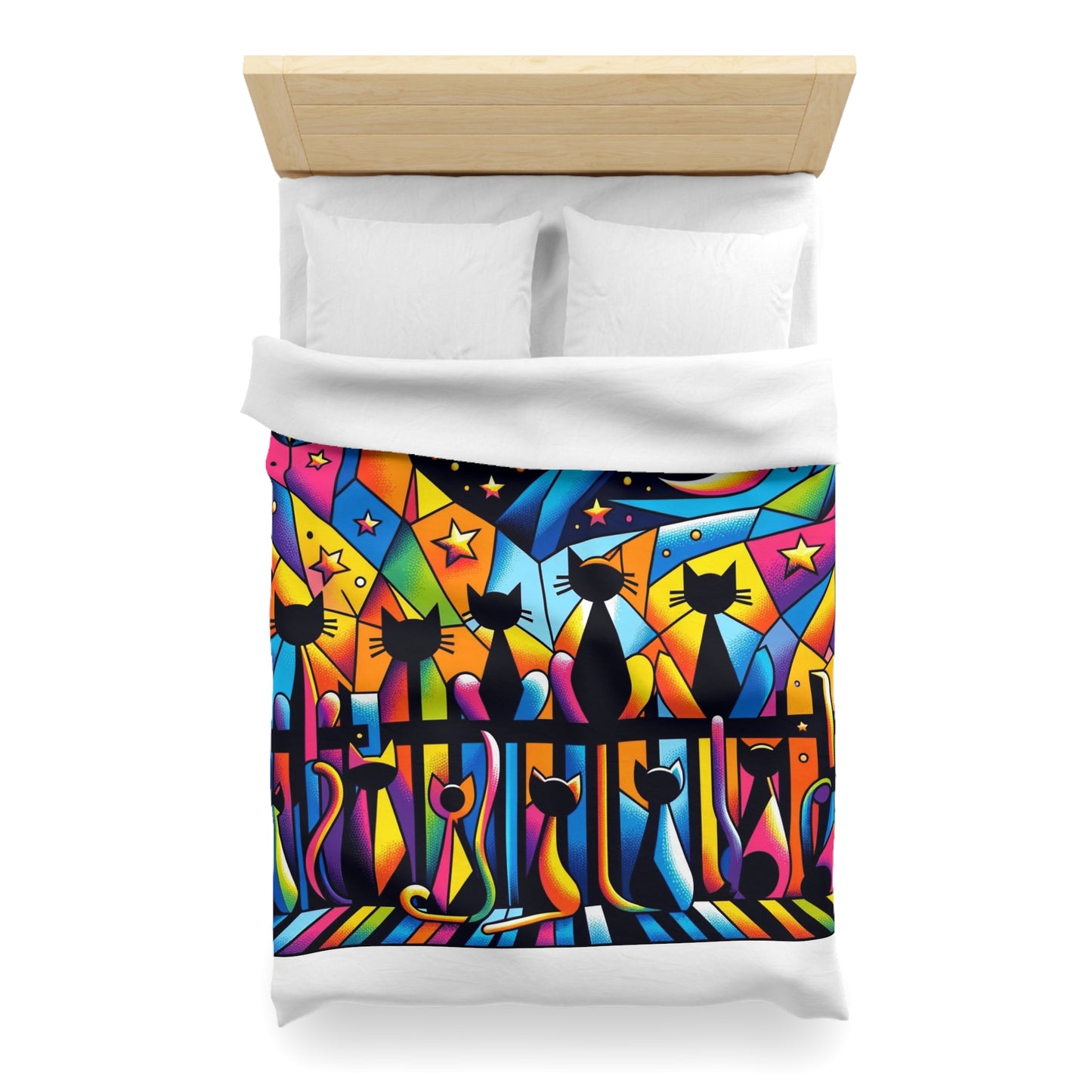 Cat: Microfiber Duvet Cover (Cubist Cats)