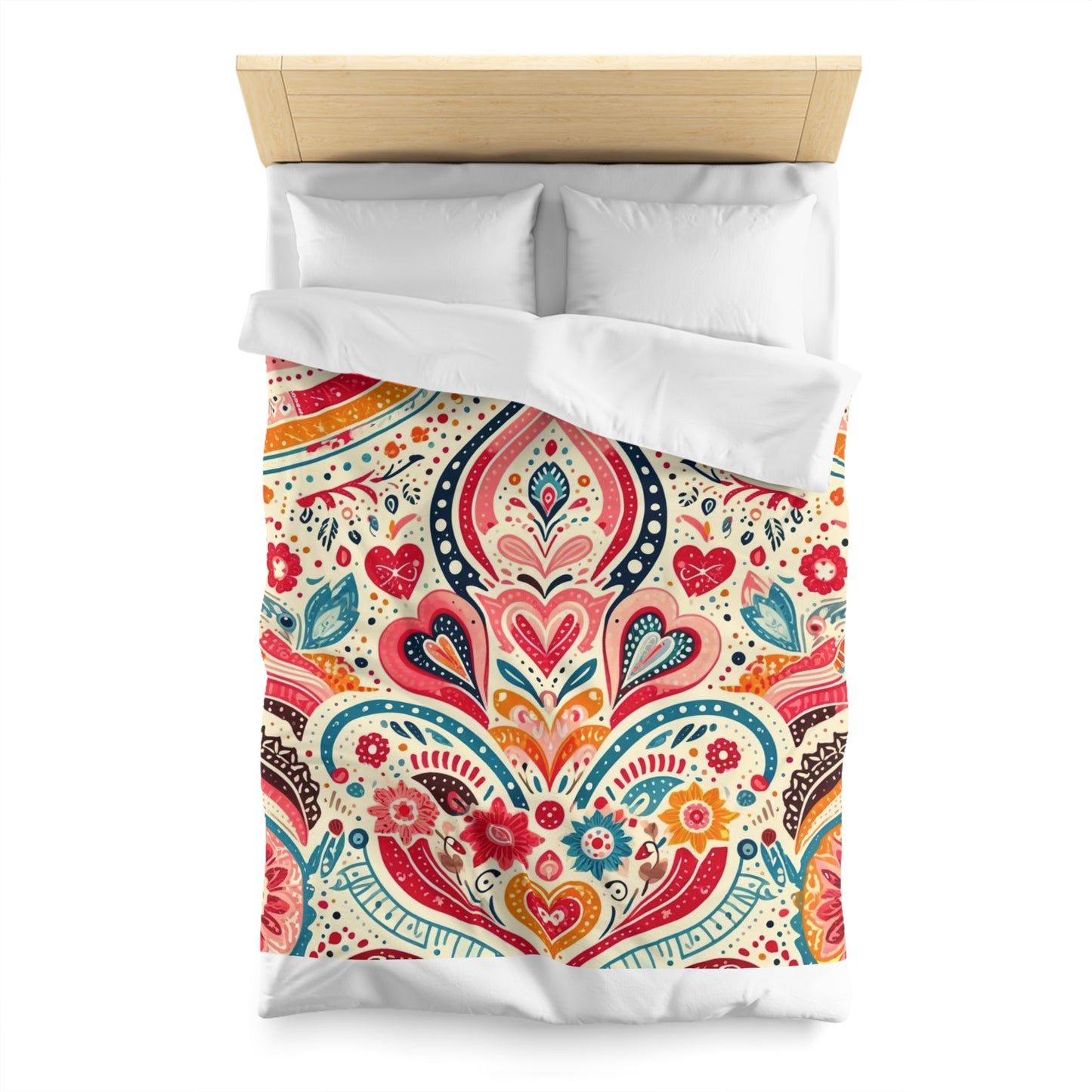 Love: Microfiber Duvet Cover (Folk Art Love)