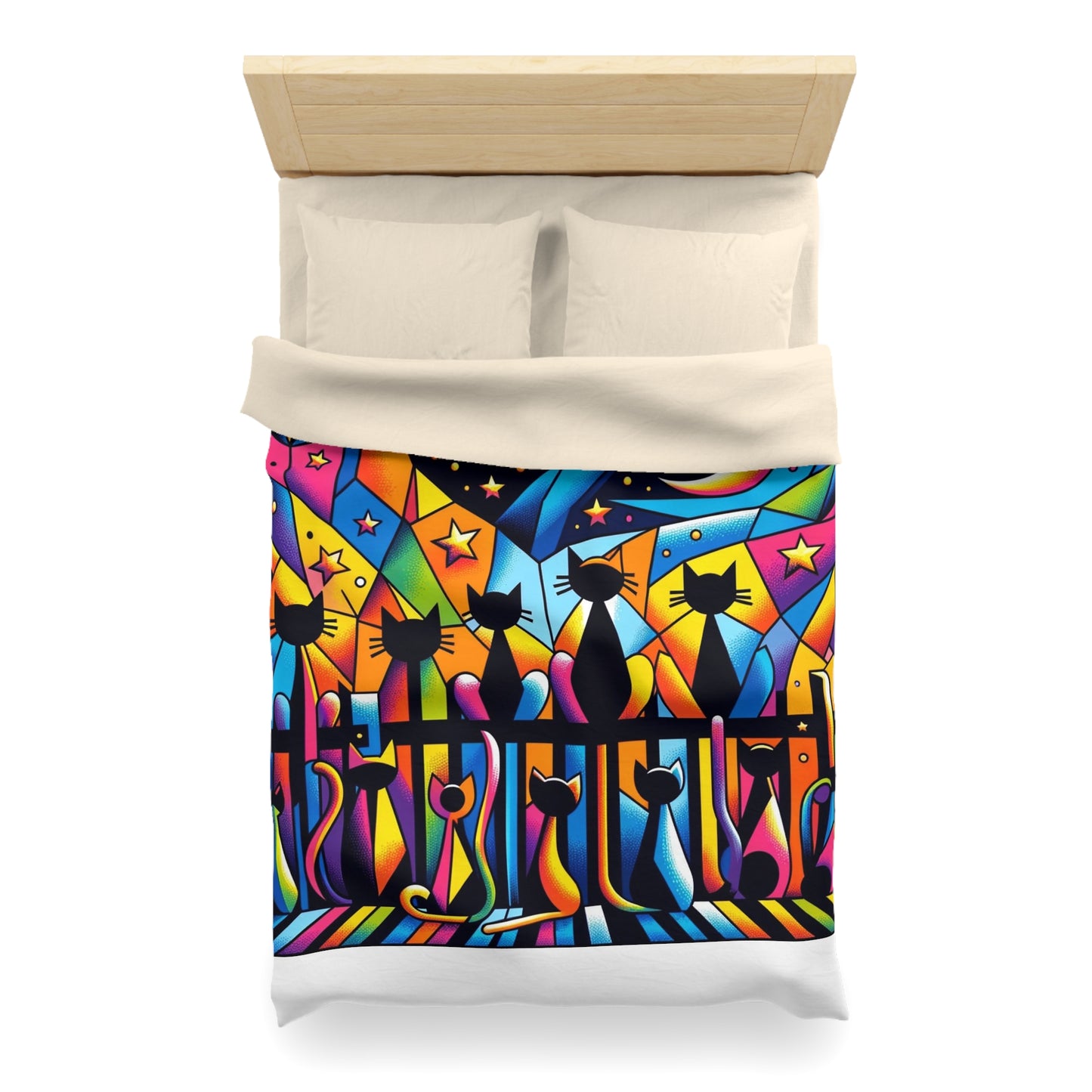 Cat: Microfiber Duvet Cover (Cubist Cats)