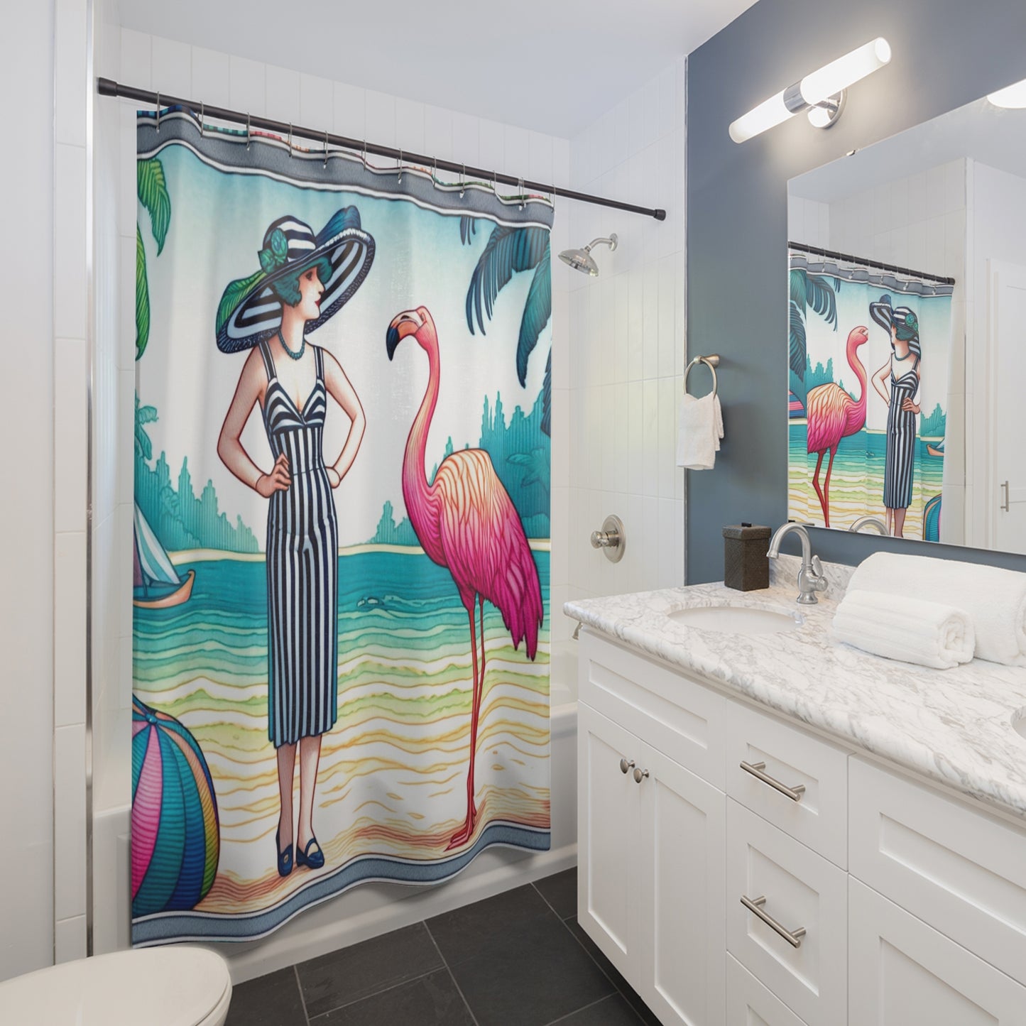 Flamingo: Shower Curtain (Seaside Elegance)