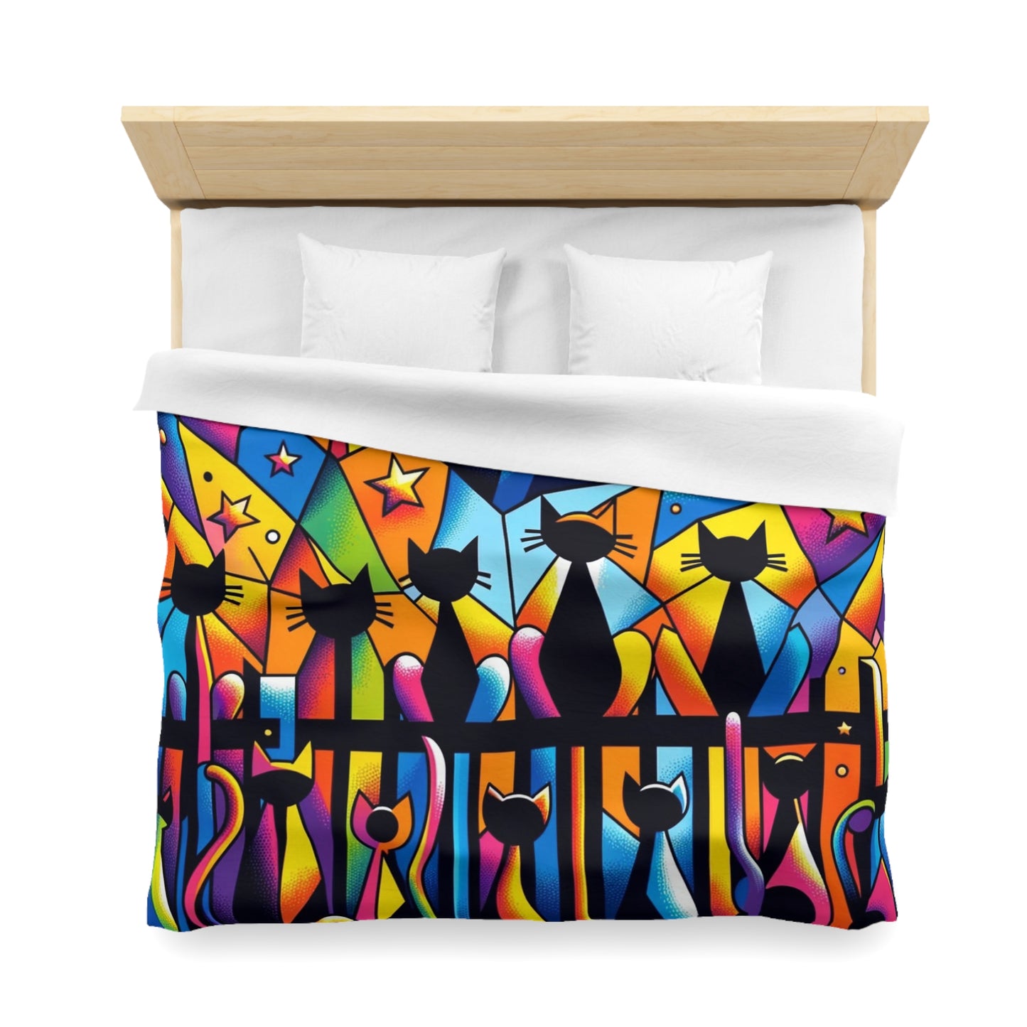 Cat: Microfiber Duvet Cover (Cubist Cats)