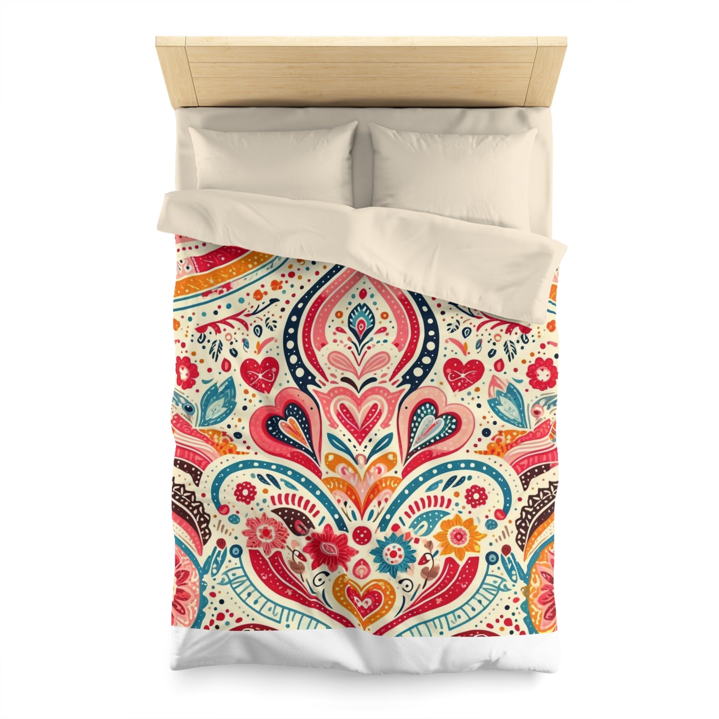 Love: Microfiber Duvet Cover (Folk Art Love)