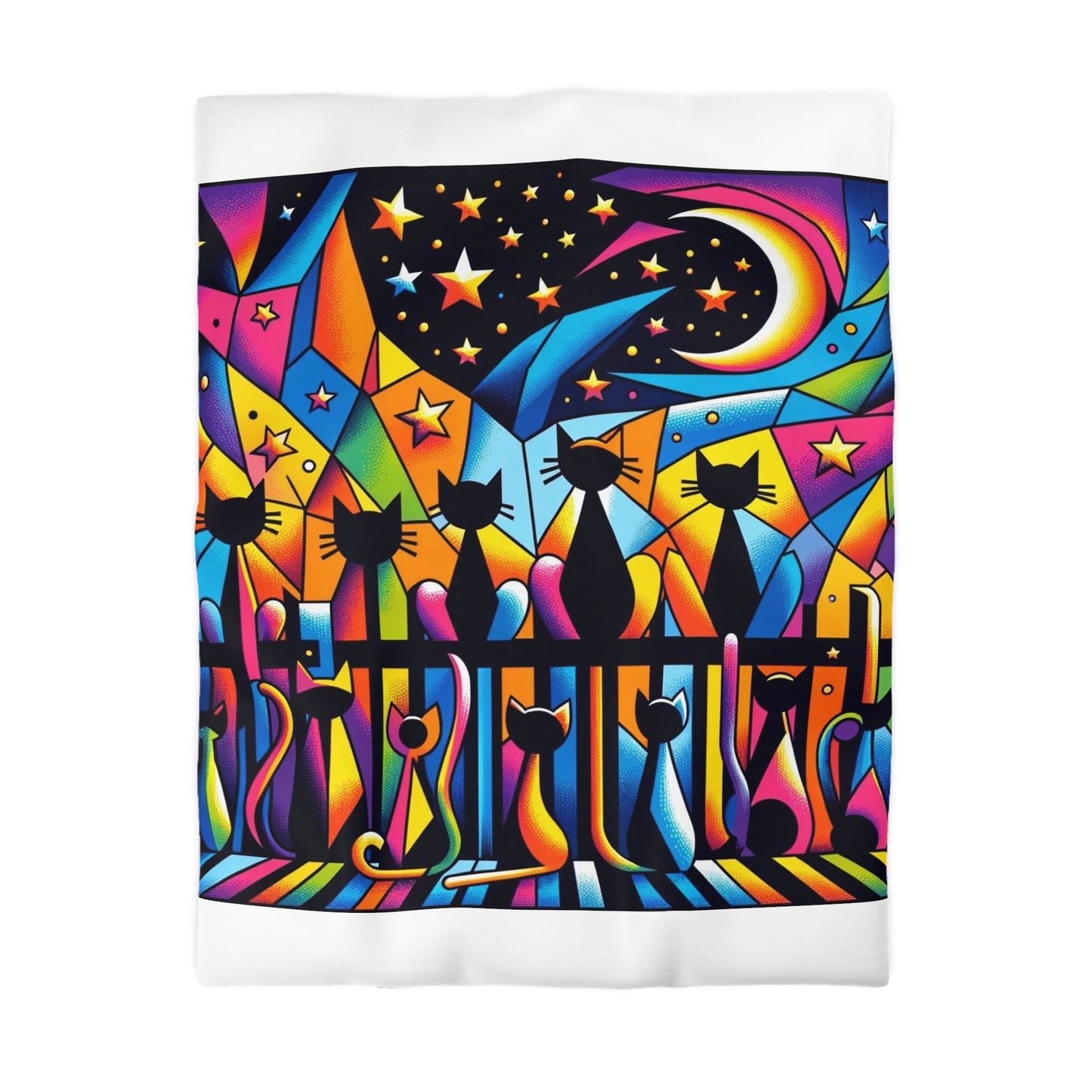 Cat: Microfiber Duvet Cover (Cubist Cats)