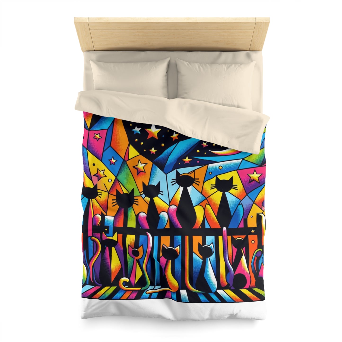 Cat: Microfiber Duvet Cover (Cubist Cats)