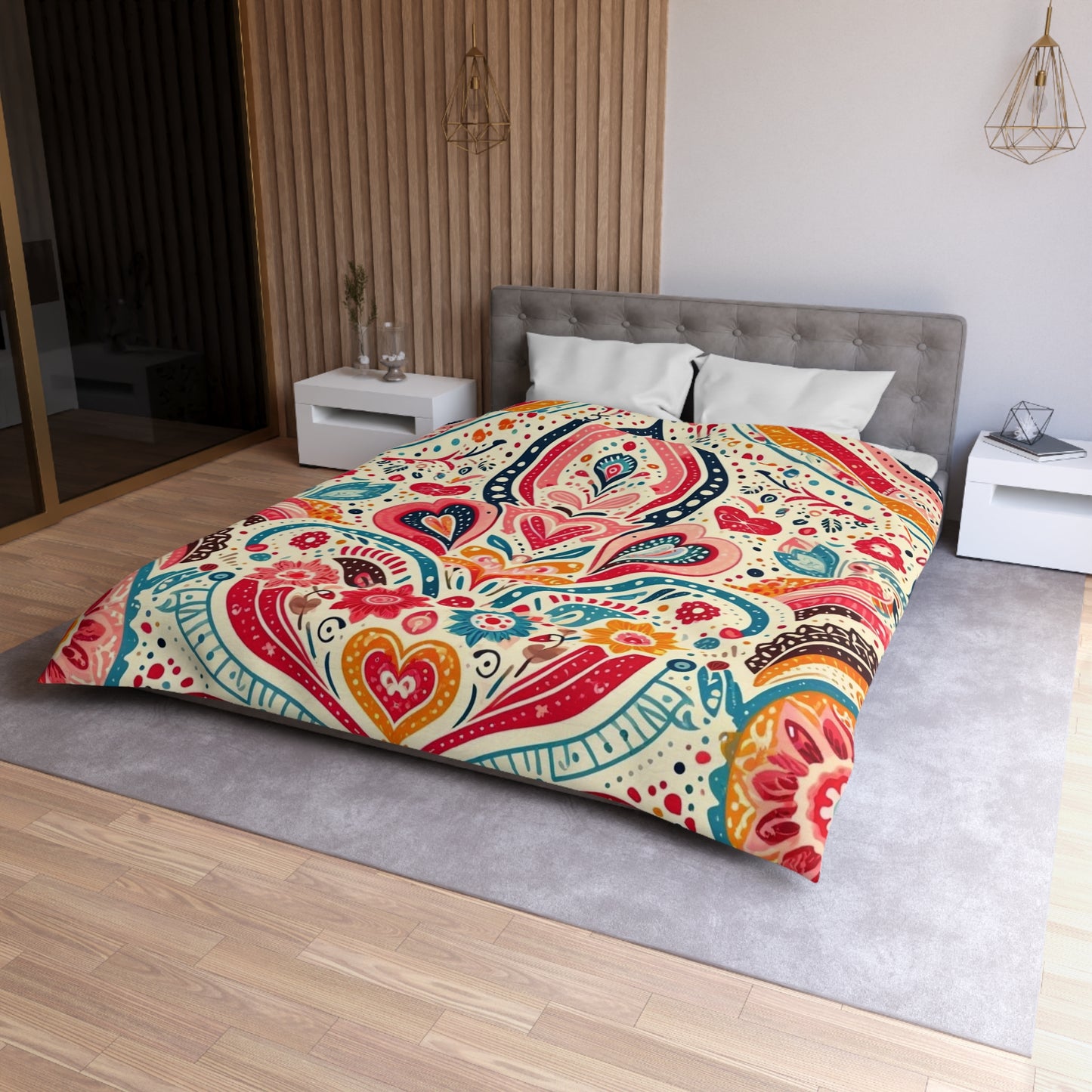 Love: Microfiber Duvet Cover (Folk Art Love)