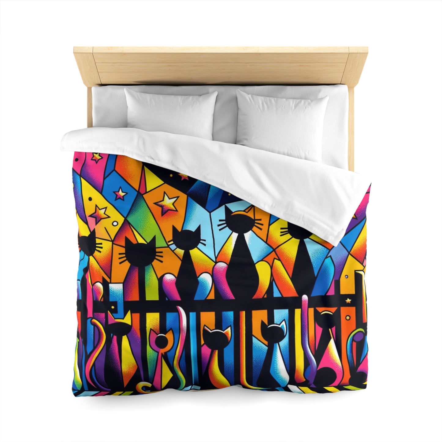 Cat: Microfiber Duvet Cover (Cubist Cats)