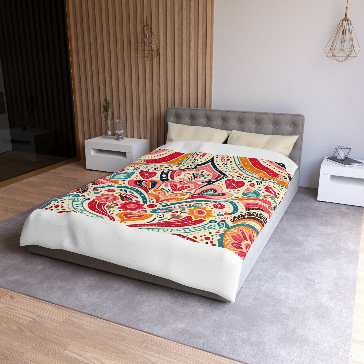 Love: Microfiber Duvet Cover (Folk Art Love)